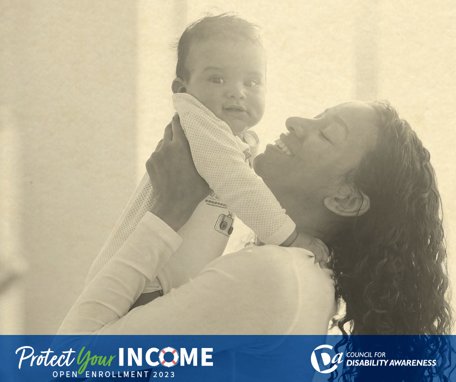 Happy mother with baby. Protect Your Income, Open Enrollment 2023